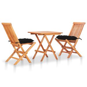 vidaXL Bistro Set | Set of 3 | Natural Teak | Solid Teak Wood and Polyester