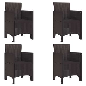 vidaXL Garden Chair 4 pcs Brown Polypropylene