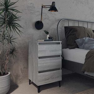 vidaXL Bed Cabinets with Metal Legs 2 pcs Grey Sonoma 40x35x69 cm