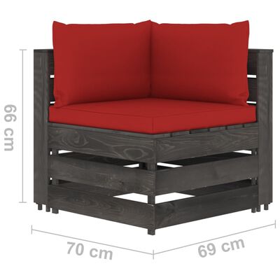 vidaXL 6 Piece Garden Lounge Set with Cushions Grey Impregnated Wood