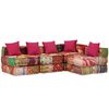 vidaXL 4-Seater Modular Pouffe Patchwork Fabric