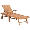 vidaXL Sun Loungers 2 pcs with Cream Cushion Solid Teak Wood