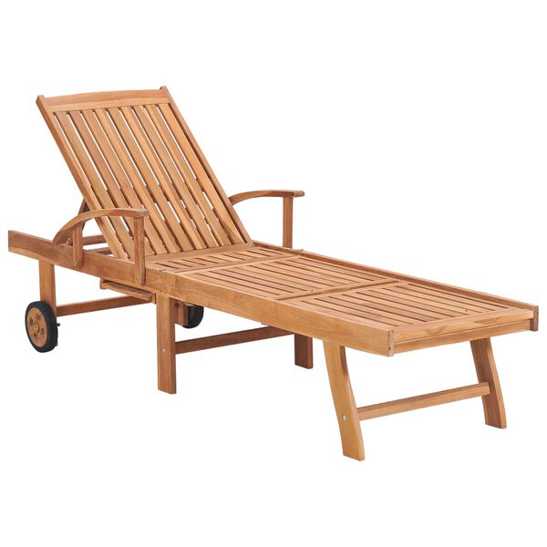 vidaXL Sun Loungers 2 pcs with Cream Cushion Solid Teak Wood