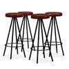 vidaXL Bar Stool | Set of 4 | Brown and black | Genuine leather and steel | Tall