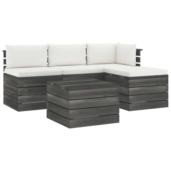 vidaXL 5 Piece Garden Pallet Lounge Set with Cushions Solid Pinewood