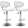 vidaXL Bar Stool | Set of 2 | White | Faux leather, Chromed steel | Adjustable
