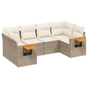 vidaXL 6 Piece Garden Sofa Set with Cushions Beige Poly Rattan