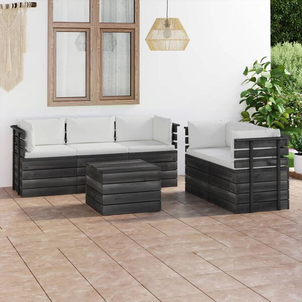vidaXL 6 Piece Garden Pallet Lounge Set with Cushions Solid Pinewood