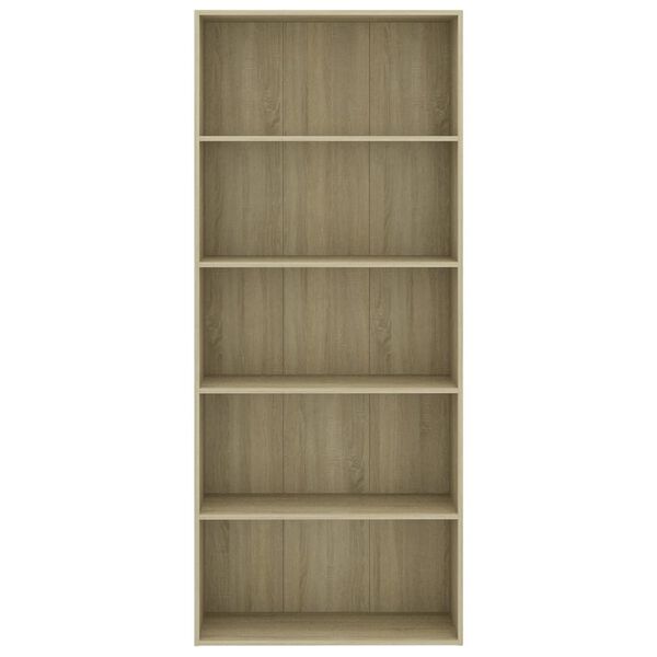 vidaXL 5-Tier Book Cabinet Sonoma Oak 80x30x189 cm Engineered Wood