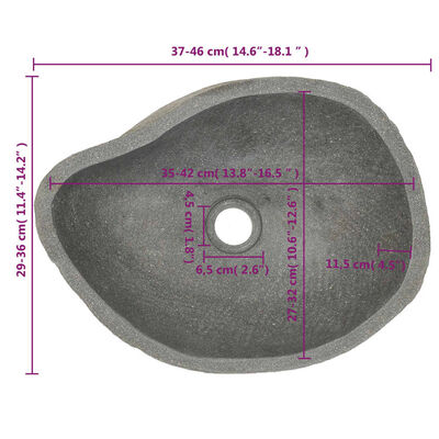 vidaXL Basin River Stone Oval (37-46)x(29-36) cm