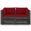 vidaXL 2-Seater Garden Sofa with Cushions Grey Impregnated Wood