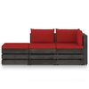 vidaXL 3 Piece Garden Lounge Set with Cushions Grey Impregnated Wood