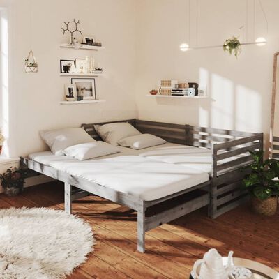 vidaXL Pull-out Day Bed without Mattress Grey 2x(90x200) cm