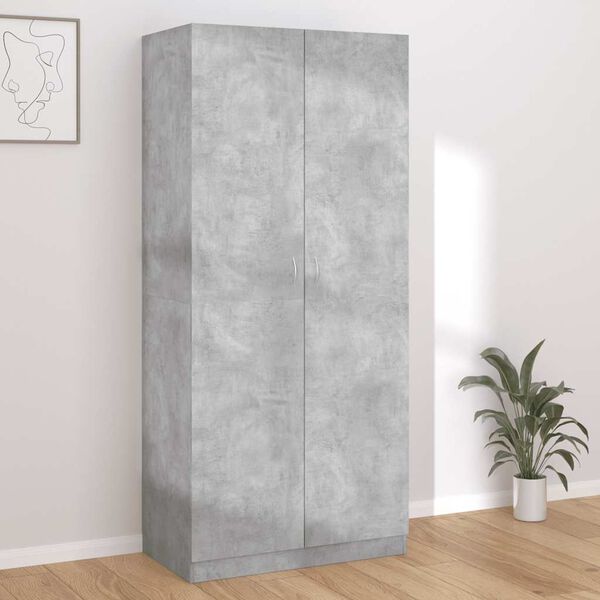 vidaXL Wardrobe Concrete Grey 90x52x200 cm Engineered Wood
