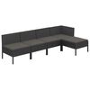 vidaXL 5 Piece Garden Lounge Set with Cushions Poly Rattan Black
