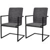vidaXL Cantilever Dining Chairs 2 pcs Dark Grey Faux Leather
