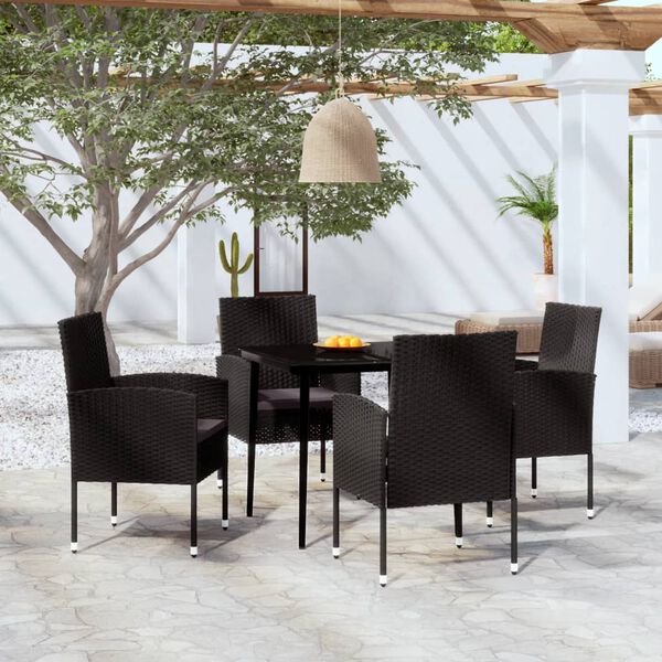 vidaXL 5 Piece Garden Dining Set Black
