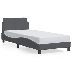 vidaXL Bed Frame "Dover" Dark Grey 92x187 cm Single Velvet
