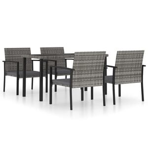 vidaXL 5 Piece Garden Dining Set Poly Rattan Grey