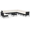 vidaXL 12 Piece Garden Lounge Set with Cushions Poly Rattan Black