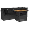 vidaXL 5 Piece Garden Sofa Set with Cushions Black Poly Rattan