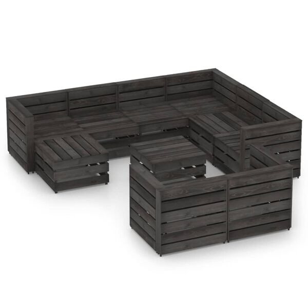 vidaXL 10 Piece Garden Lounge Set Grey Impregnated Pinewood