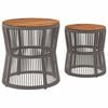 vidaXL Garden Side Tables 2 pcs with Wooden Top Grey Poly Rattan