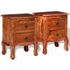vidaXL Nightstands with Drawers 2 pcs Solid Acacia Wood