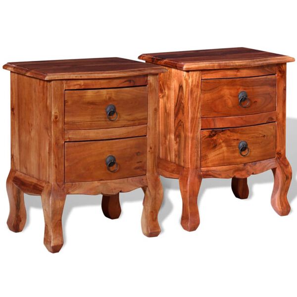 vidaXL Nightstands with Drawers 2 pcs Solid Acacia Wood