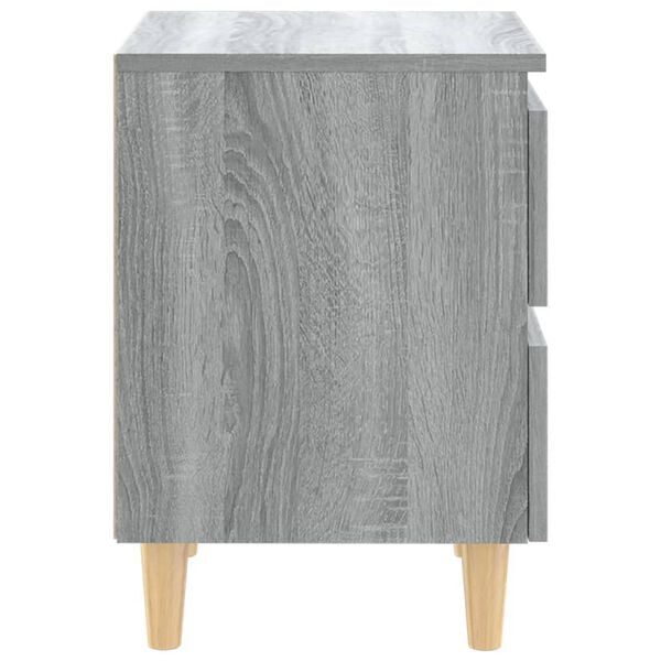 vidaXL Bed Cabinet with Solid Wood Legs Grey Sonoma 40x35x50 cm