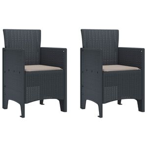 vidaXL Garden Chair 2 pcs Anthracite Polypropylene