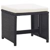 vidaXL Garden Stools 2 pcs with Cushions Poly Rattan Black