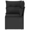 vidaXL Garden Sofa Corner with Cushions Black Poly Rattan
