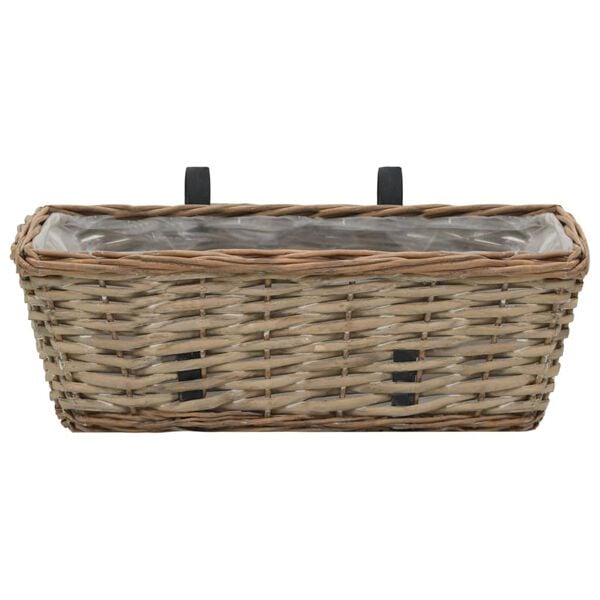 vidaXL Balcony Planter 2 pcs Wicker with PE Lining 40 cm
