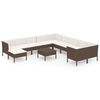 vidaXL 12 Piece Garden Lounge Set with Cushions Poly Rattan Brown
