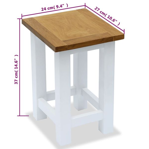 vidaXL End Table 27x24x37 cm Solid Oak Wood