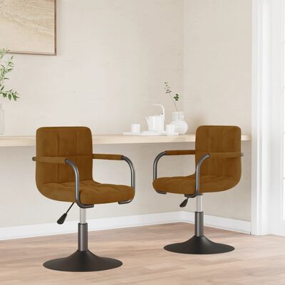 vidaXL Swivel Dining Chairs 2 pcs Brown Velvet