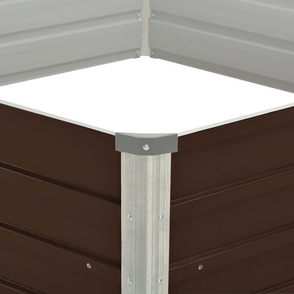 vidaXL Raised Garden Bed Brown 129x129x45 cm Galvanised Steel