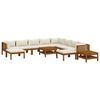 vidaXL 12 Piece Garden Lounge Set with Cream Cushion Solid Acacia Wood