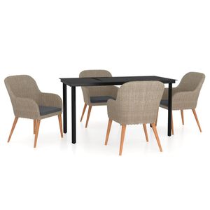 vidaXL Garden Dining Set | Brown and black | Poly rattan | Medium