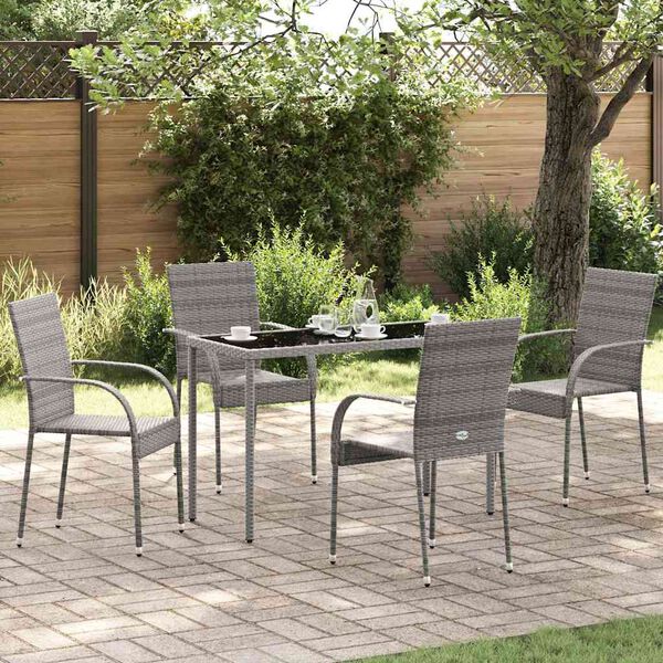 vidaXL Stackable Outdoor Chairs 4 pcs Grey Poly Rattan