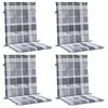 vidaXL Garden Lowback Chair Cushions 4 pcs Grey Check Pattern 100x50x3 cm Oxford Fabric