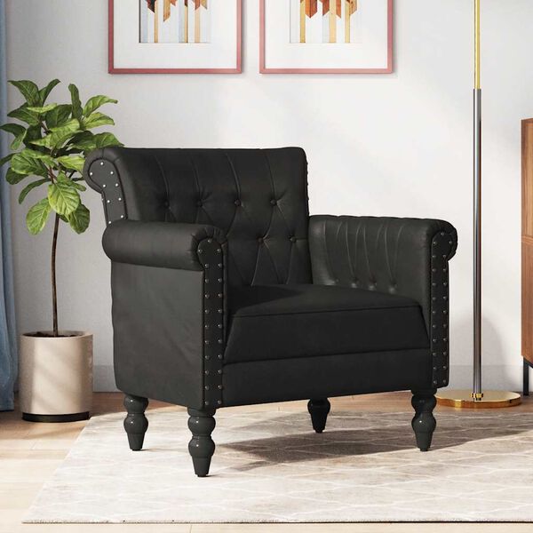 vidaXL Armchair Black Real Goat Leather