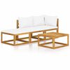 vidaXL 4 Piece Garden Lounge Set with Cushion Cream Solid Acacia Wood