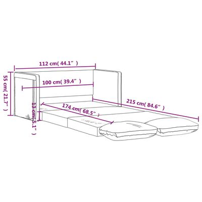vidaXL Floor Sofa Bed 2-in-1 Dark Grey 112x174x55 cm Fabric