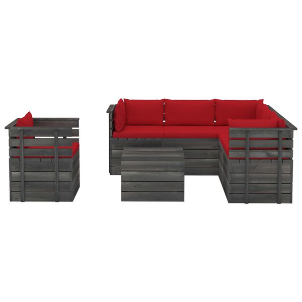 vidaXL 7 Piece Garden Pallet Lounge Set with Cushions Solid Pinewood