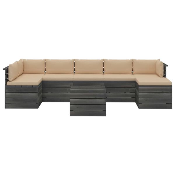 vidaXL 8 Piece Garden Pallet Lounge Set with Cushions Solid Pinewood