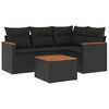 vidaXL 5 Piece Garden Sofa Set with Cushions Black Poly Rattan