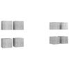 vidaXL Wall Mounted TV Cabinets 8 pcs Concrete Grey 30.5x30x30 cm