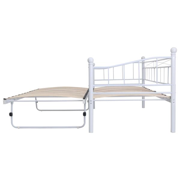vidaXL Bed Frame without Mattress White Steel 180x200/90x200 cm